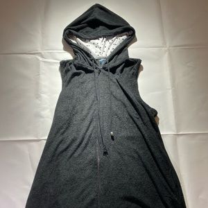 Black hooded zipper dress